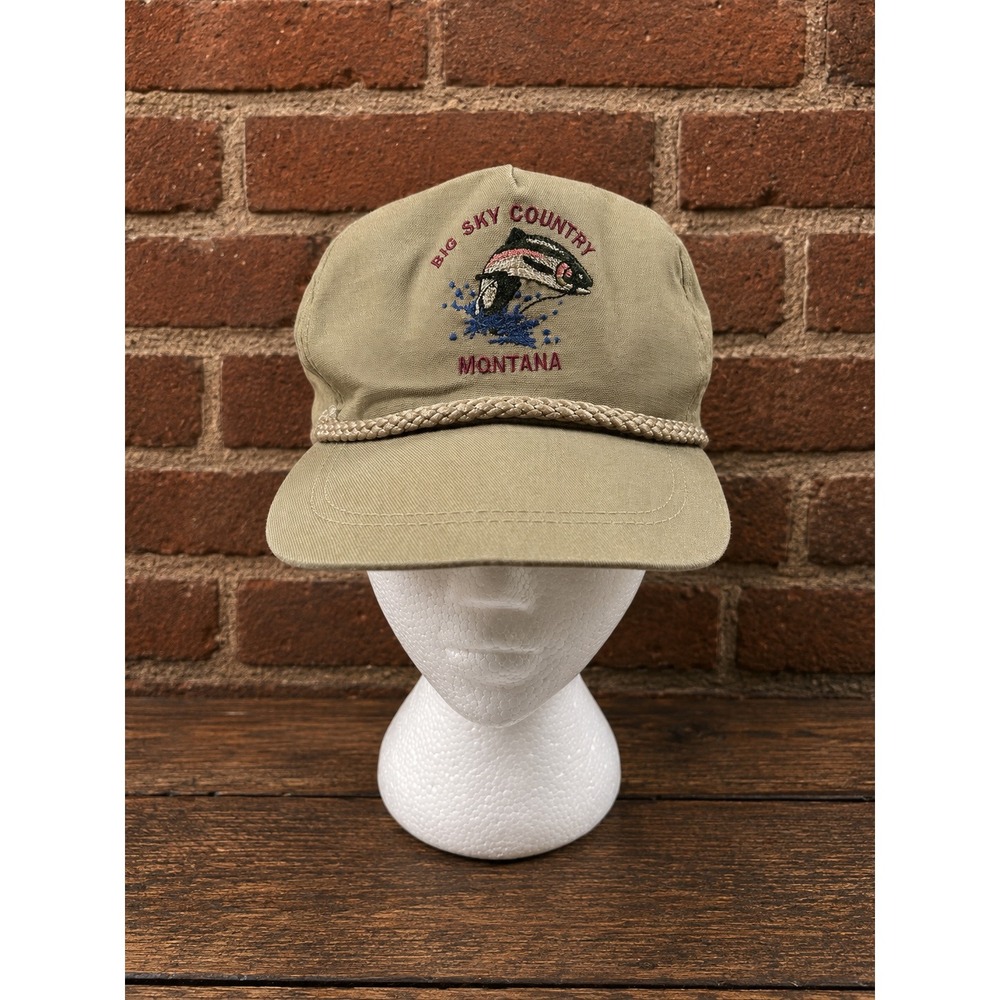 Vintage Big Sky Montana Trout Fishing Hat Gorpcore Retro Western Outdoors Cabin